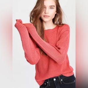 NWT rag & bone Irwin Cotton Crew
Relaxed Fit Lightweight Sweater Brick Red M
